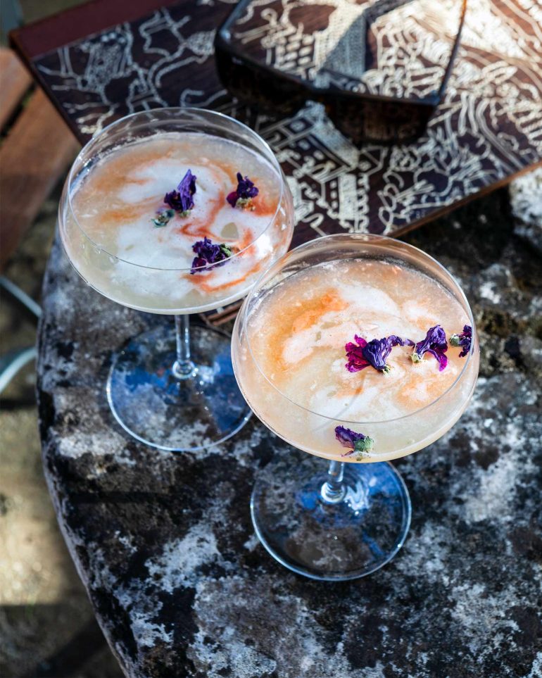 Cocktails served at Borgo Pignano, Tuscany, Italy