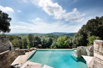 The infinity pool at Borgo Pignano, Tuscany, Italy