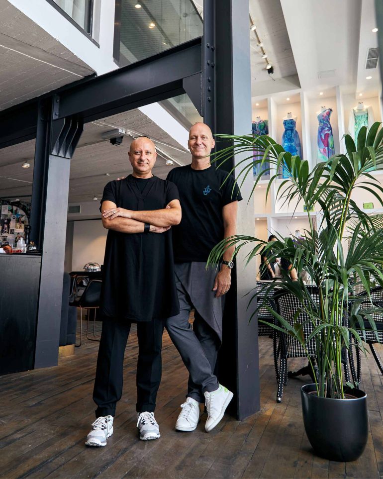 Fashion designers Charles and Ron at their store in Naxxar, Malta