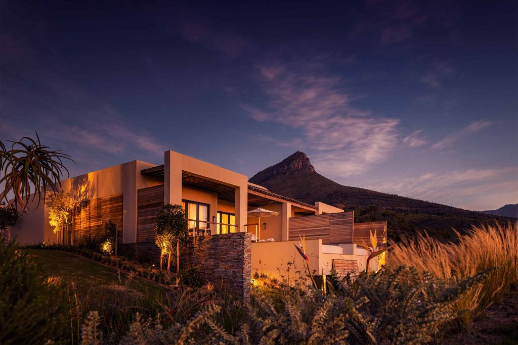 A Superior Lodge at sunset, Delaire Graff Estate, Stellenbosch, South Africa