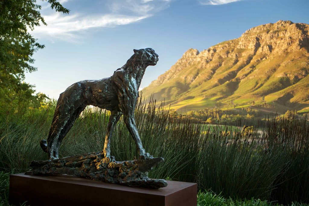 A cheetah sculpture by artist Dylan Lewis, Stellenbosch, South Africa