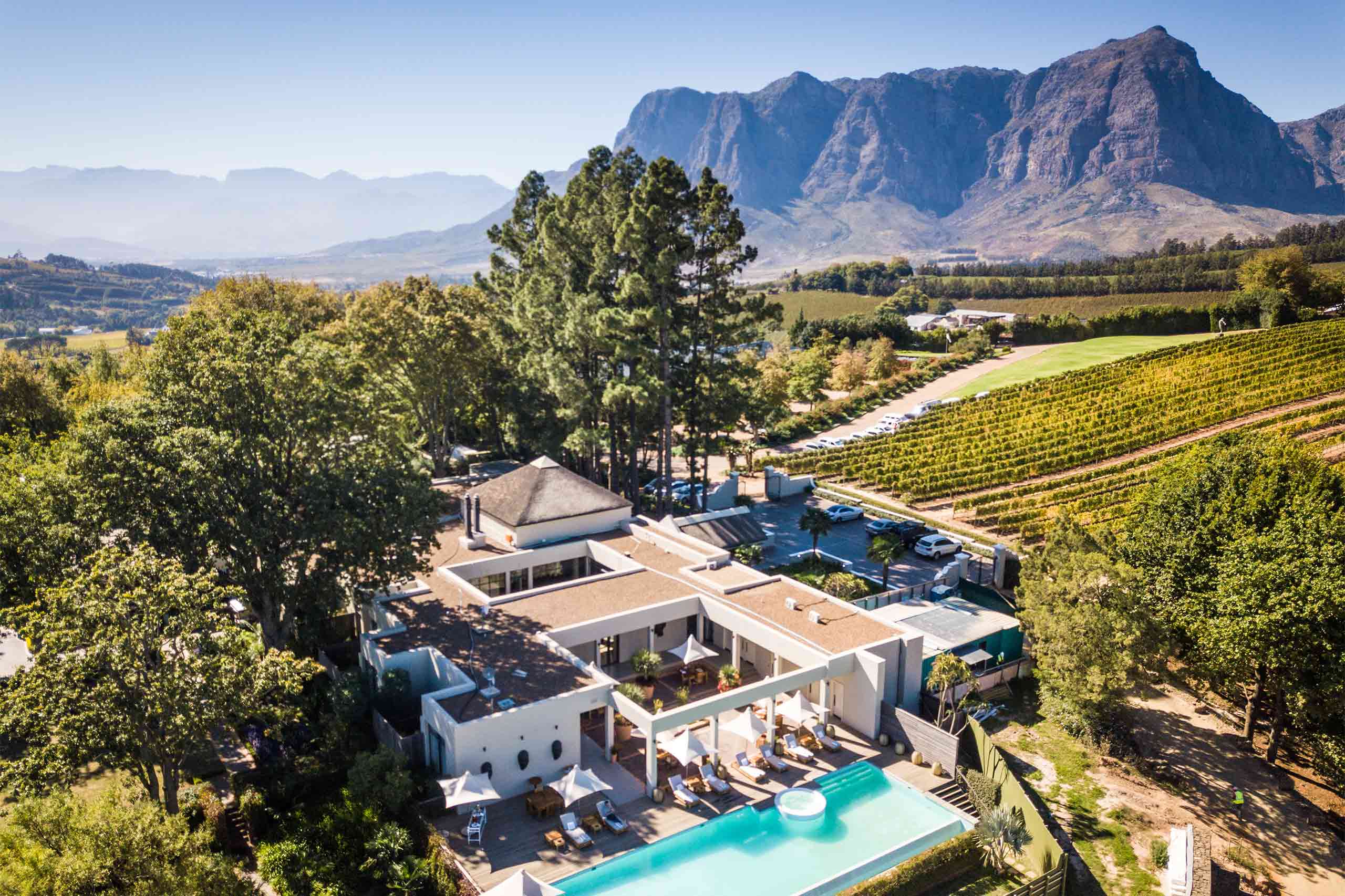 Aerial view of Delaire Graff Estate, Stellenbosch, South Africa