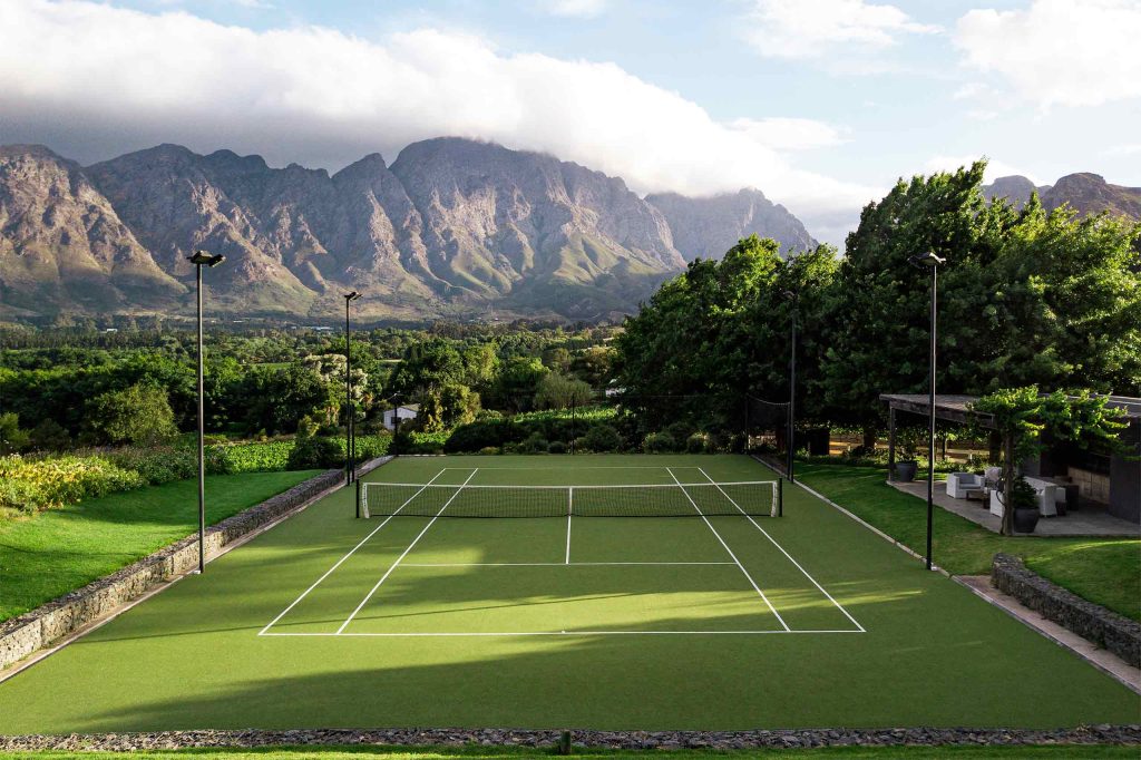 A tennis court in Franschhoek, South Africa