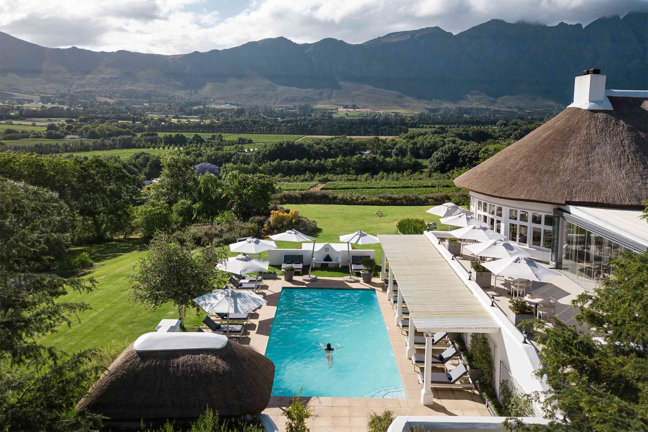 Aerial view of Mont Rochelle, Franschhoek, South Africa