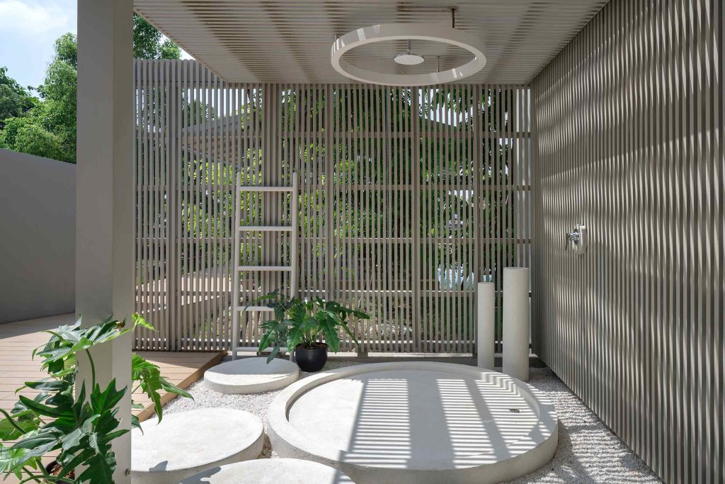 An outdoor nature shower at Sala Bang Pa-In Ayutthaya, Thailand