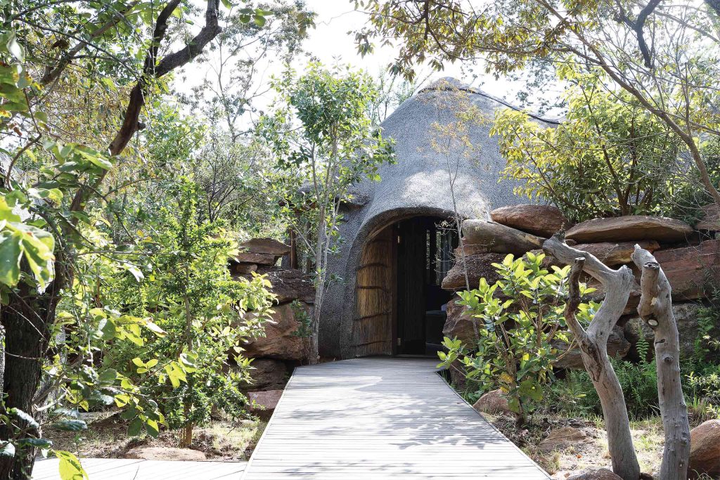 Entrance to a private villa at Shambala Private Game Reserve, Vaalwater, South Africa