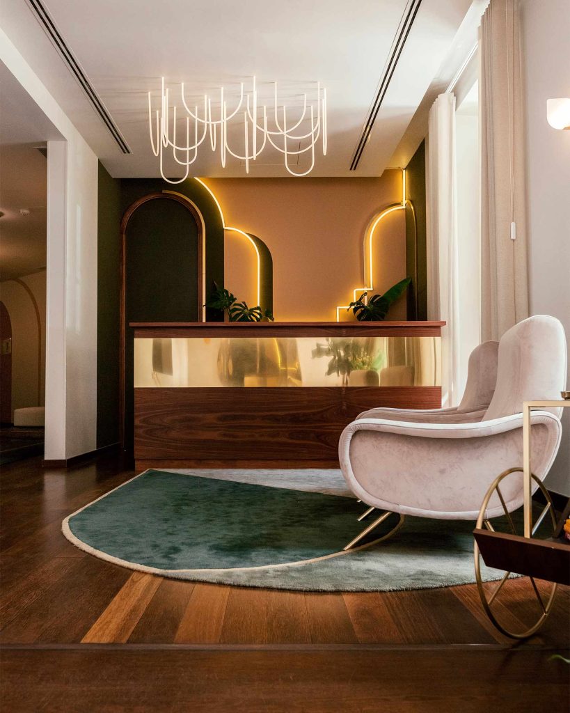 The reception desk at The Vintage Hotel and Spa, Lisbon, Portugal