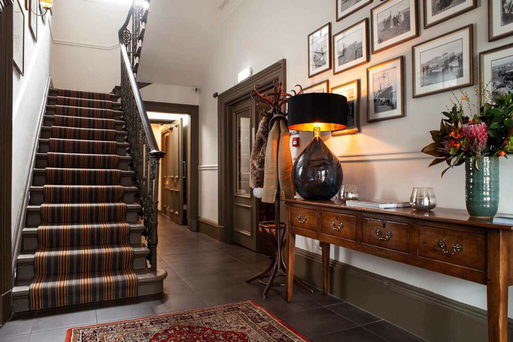 Hallway and staircase at The Roseate, Edinburgh.