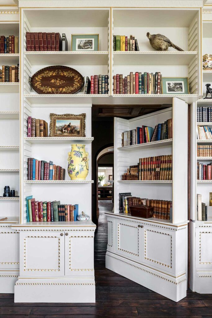 A bookcase with a hidden door.