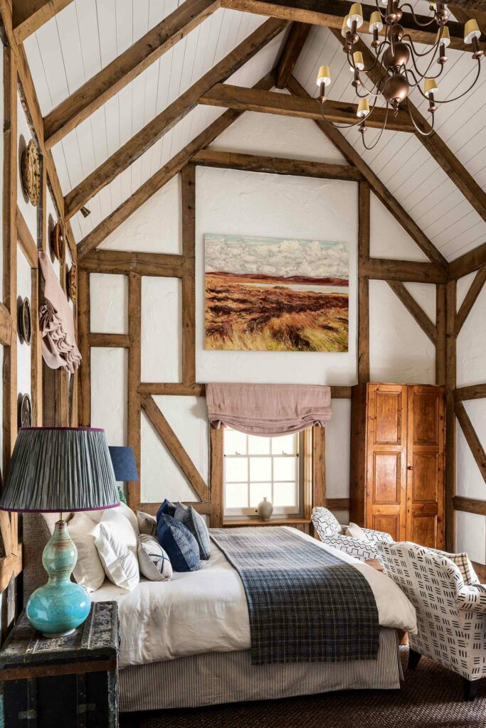 A cosy, traditional bedroom at Ardfin, Inner Hebrides, Scotland.