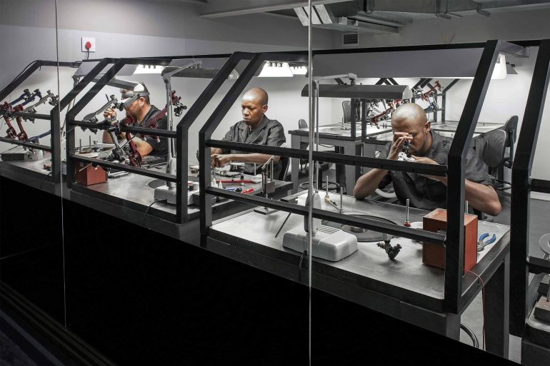 Diamond cutters at work at Shimansky, Cape Town, Western Cape, South Africa