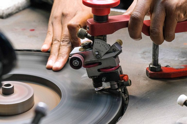 Close-up of a diamond being cut at Shimansky, Cape Town, Western Cape, South Africa