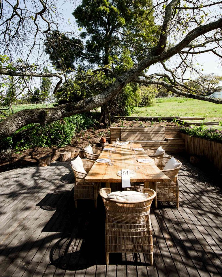 A table is decked for lunch at VUUR Restaurant, Western Cape, South Africa