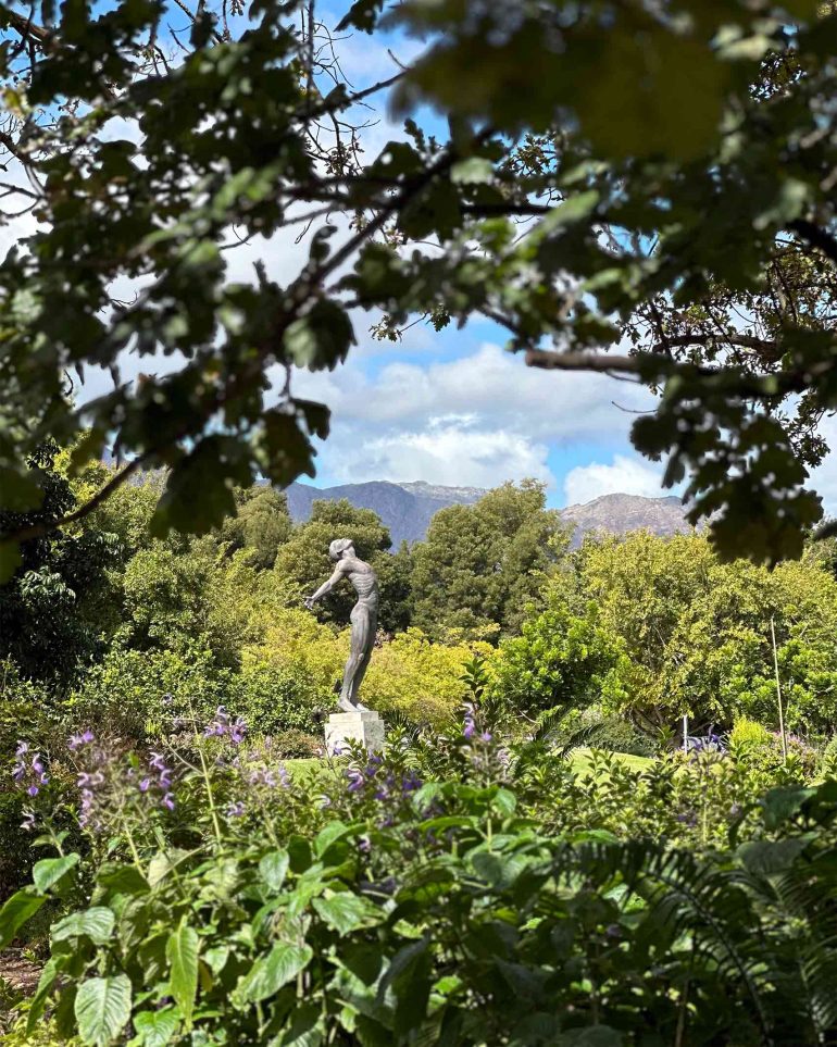 A sculpture on display in the gardens at Lourensford Wine Estate, Western Cape, South Africa