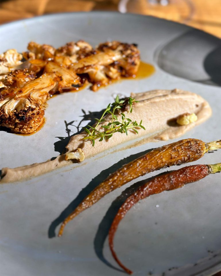 A vegan meal is served at VUUR Restaurant, Western Cape, South Africa