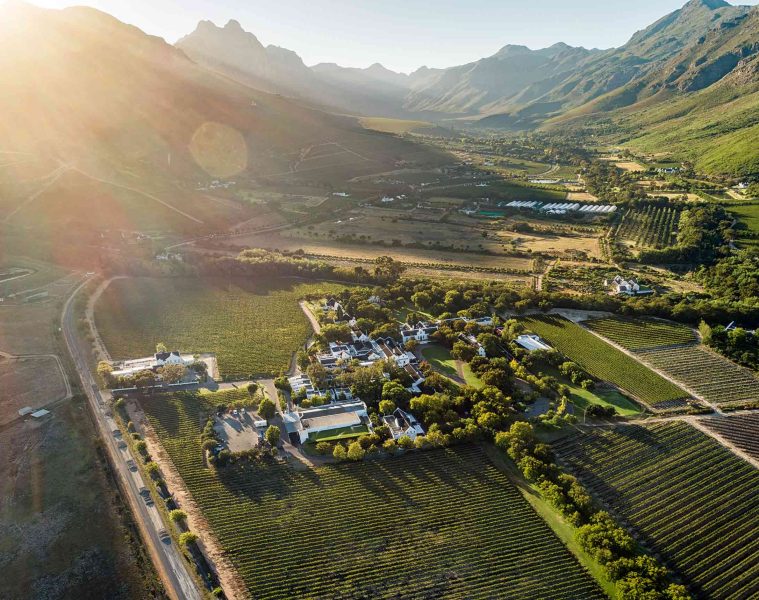 Aerial view of Lanzerac Wine Estate