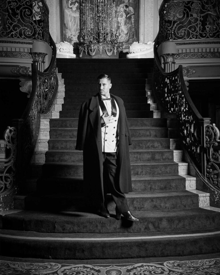 David Padilla on the stairs of the Los Angeles Theatre, California, USA