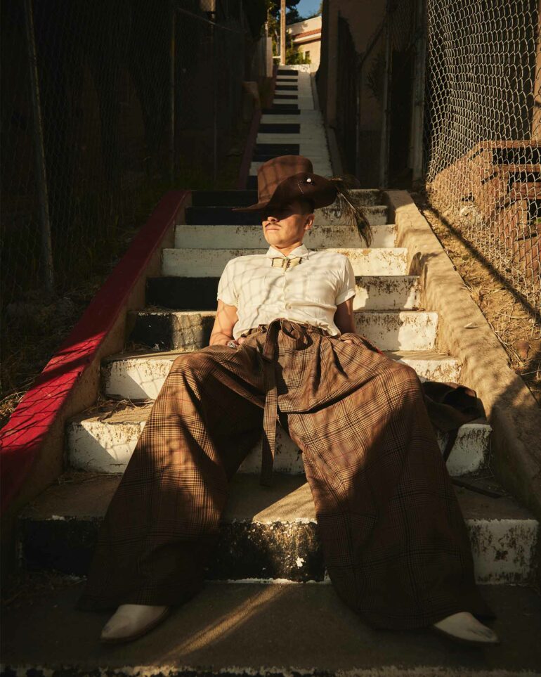 David Padilla on a staircase in Hollywood, California, USA