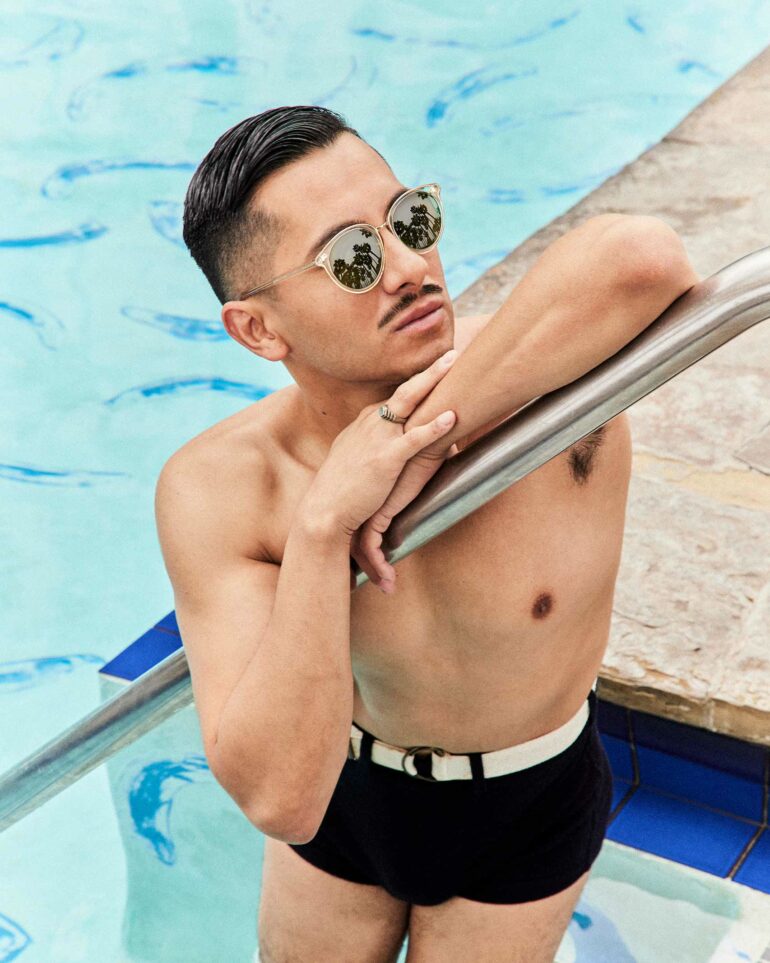 David Padilla in a pool in Los Angeles, California, USA