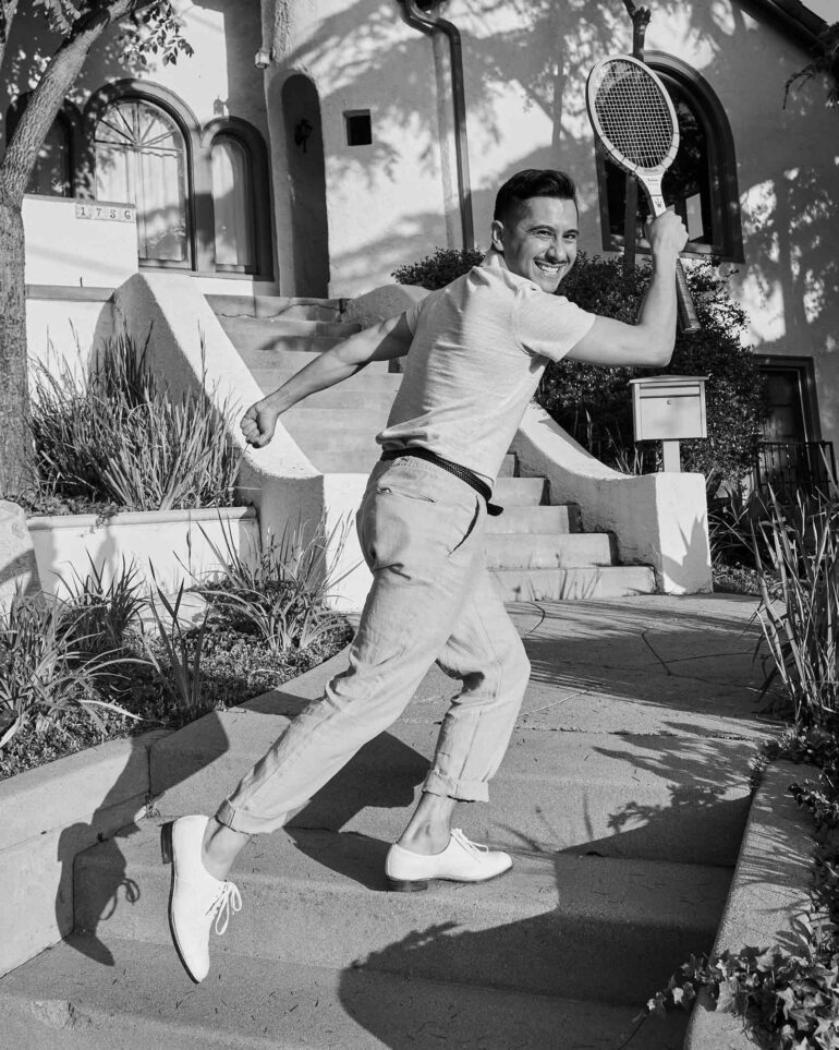 Black-and-white picture of David Padilla in Los Angeles, California, USA