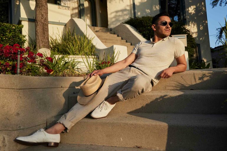 David Padilla reclines in the late afternoon sun, California, USA