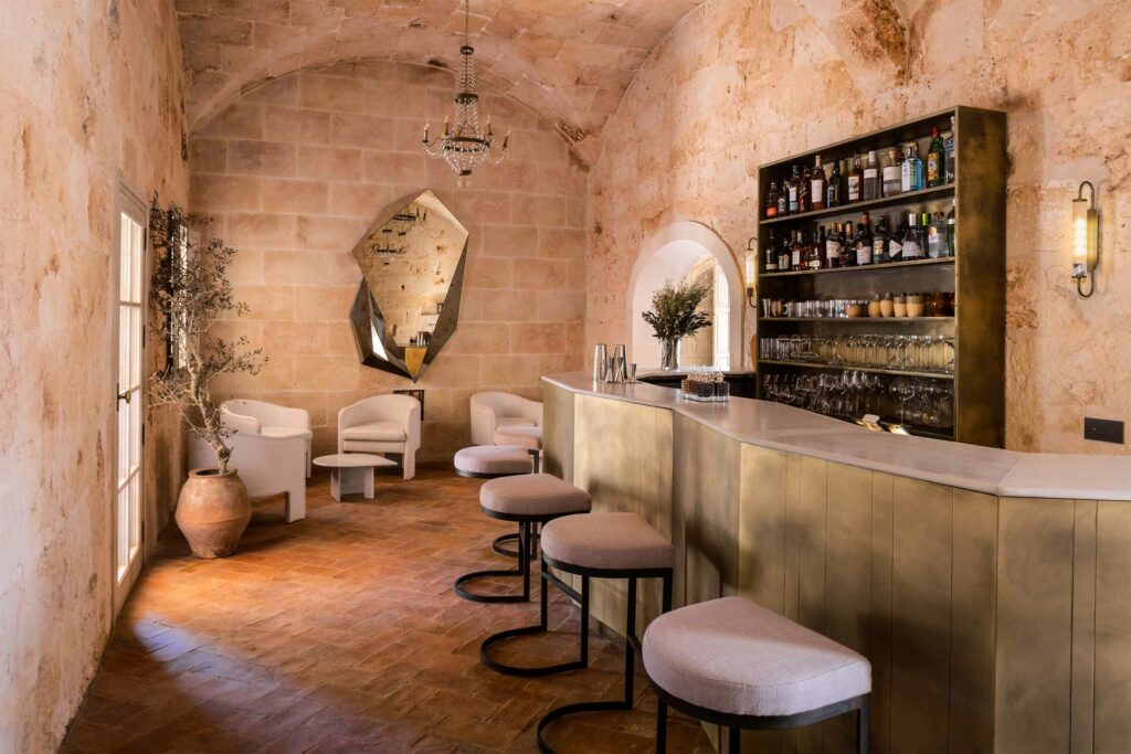 The bar at Restaurant Vermell in Menorca, Spain