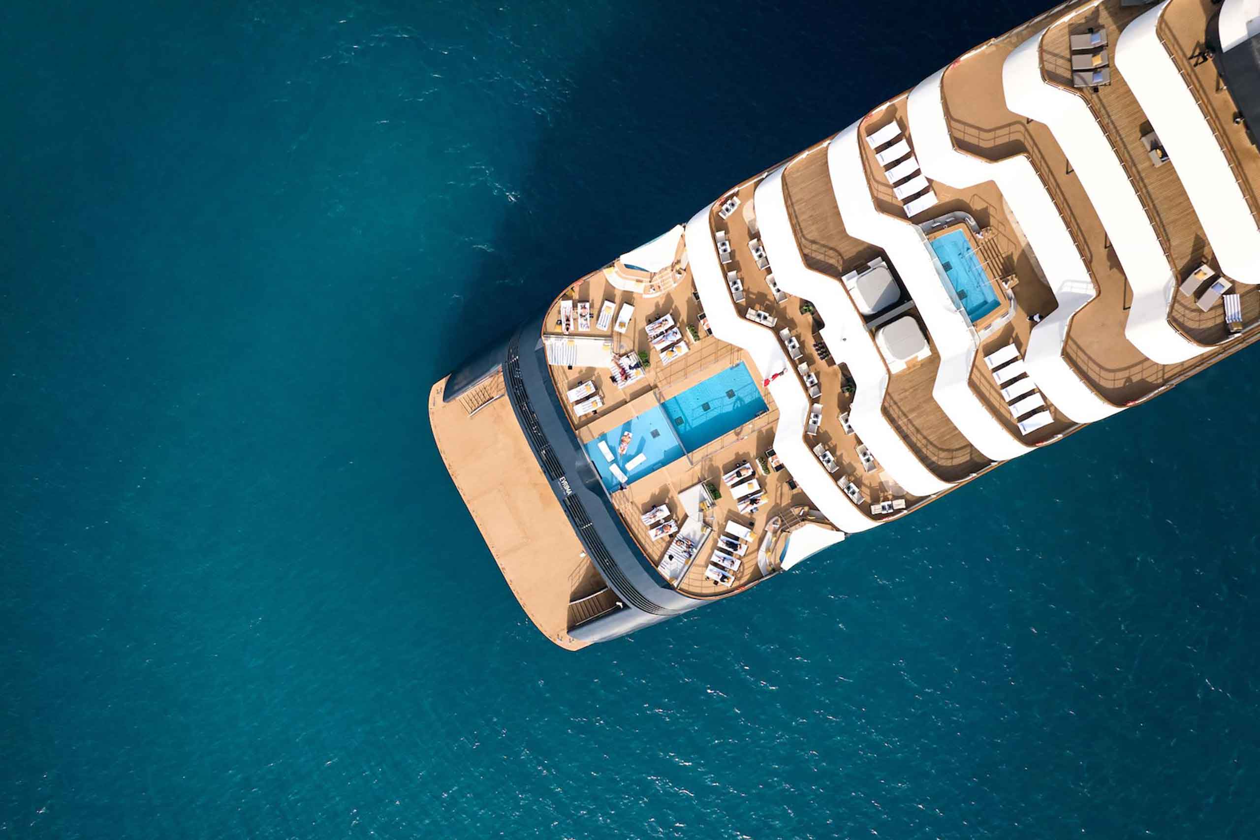 Virtuoso Travel Week: Ritz Carlton Yacht Collection aerial view of stern
