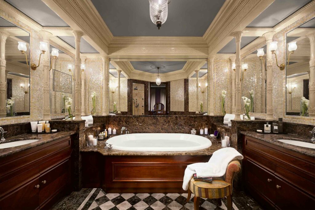 A bathroom at the Hotel Metropole Monte-Carlo, Monte Carlo, Monaco