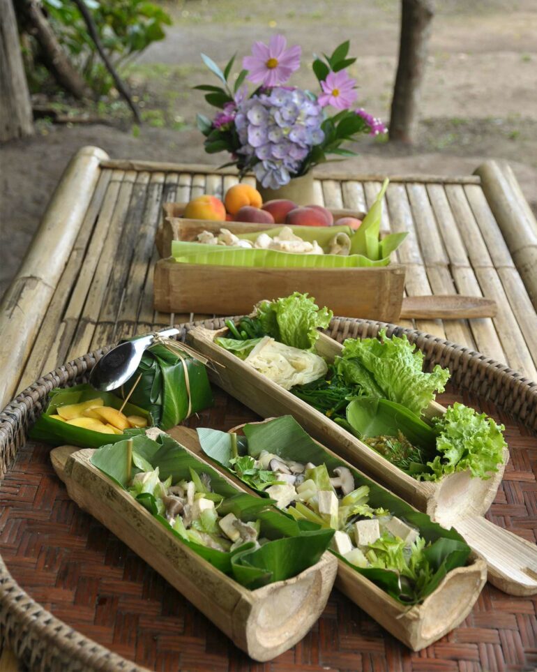 A tofu and vegetables dish served in the eco valley outside Chiang Mai, Thailand
