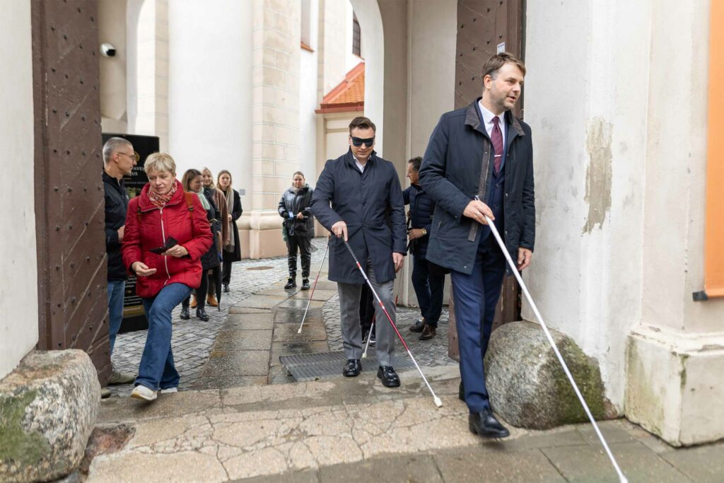 The sighted and the blind can both partake in a sensory walk around Vilnius, Lithuania, as part of an accessible travel initiative