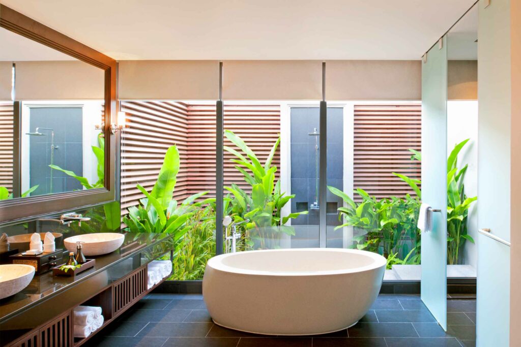 A large bathtub at the Avani + Mai Khao Phuket Suites, Phuket, Thailand