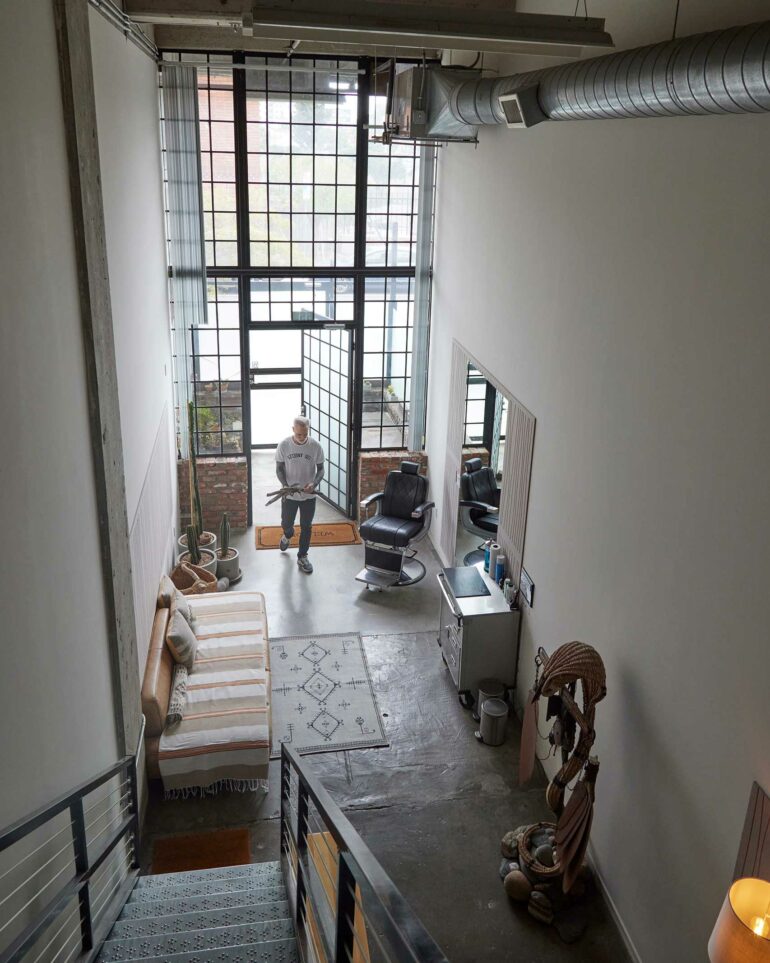 Wide shot of the Dax Savage workshop.