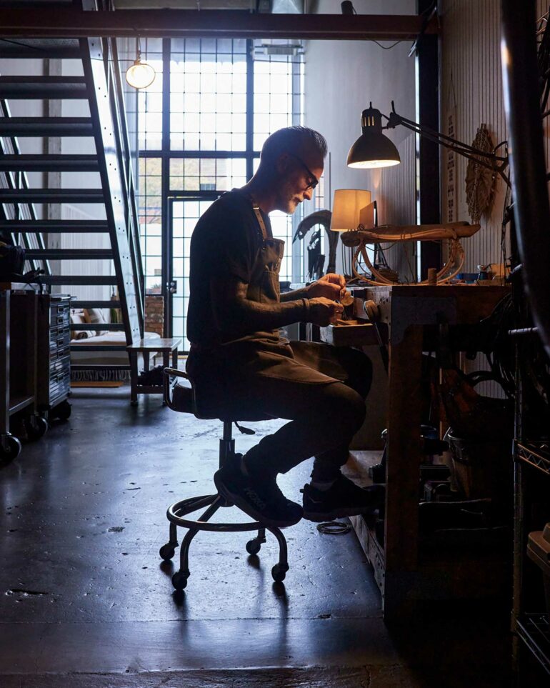 Dax Savage in his workshop.