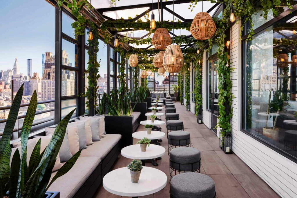 Rooftop dining at the Gansevoort Meatpacking NYC, NYC, USA