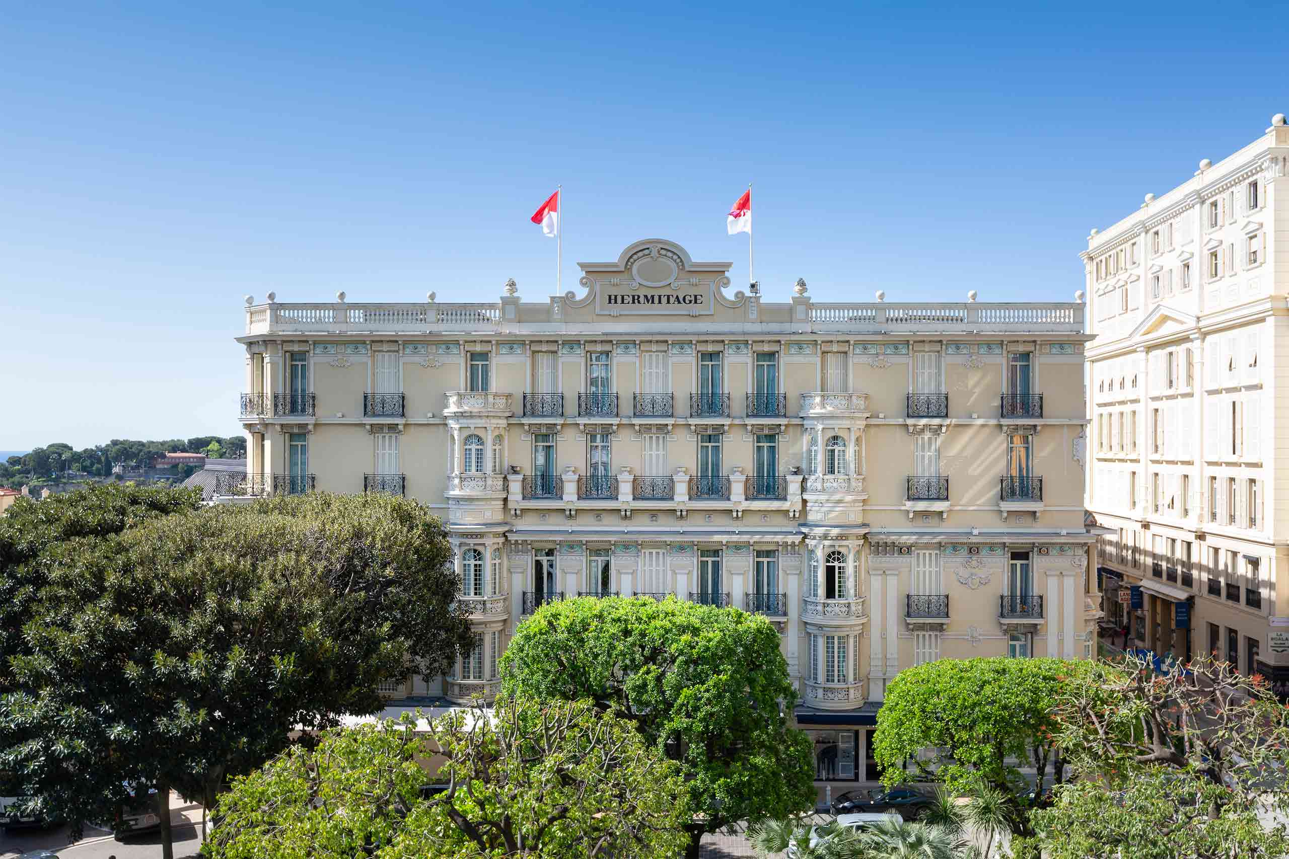 Facade of the Hôtel Hermitage Monte-Carlo, Monaco