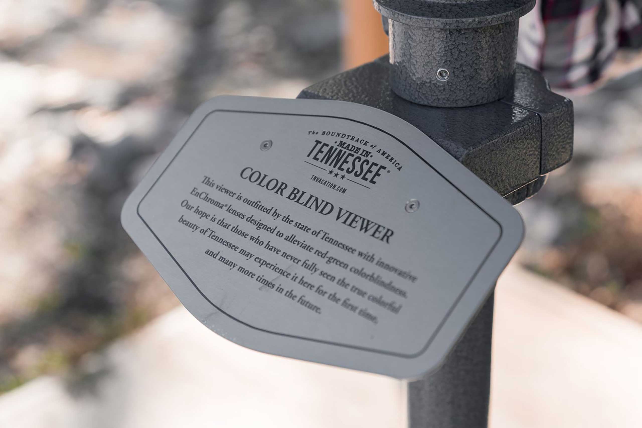 A colour blind viewer installed by the Tennessee Department of Tourism in partnership with Enchroma in a bid to create more accessible experiences for disabled travellers.