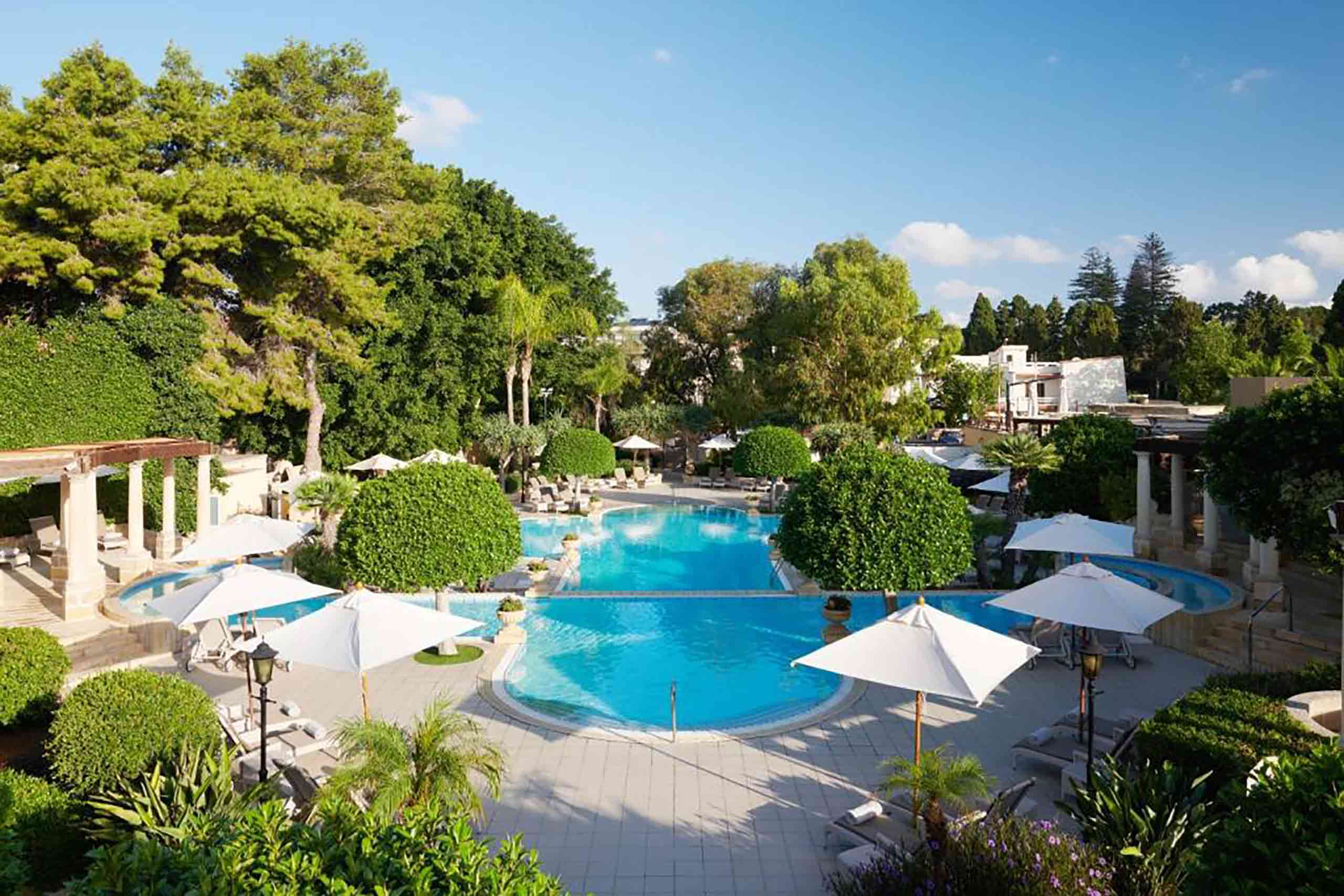 Pool and gardens at the Corinthia Palace Malta