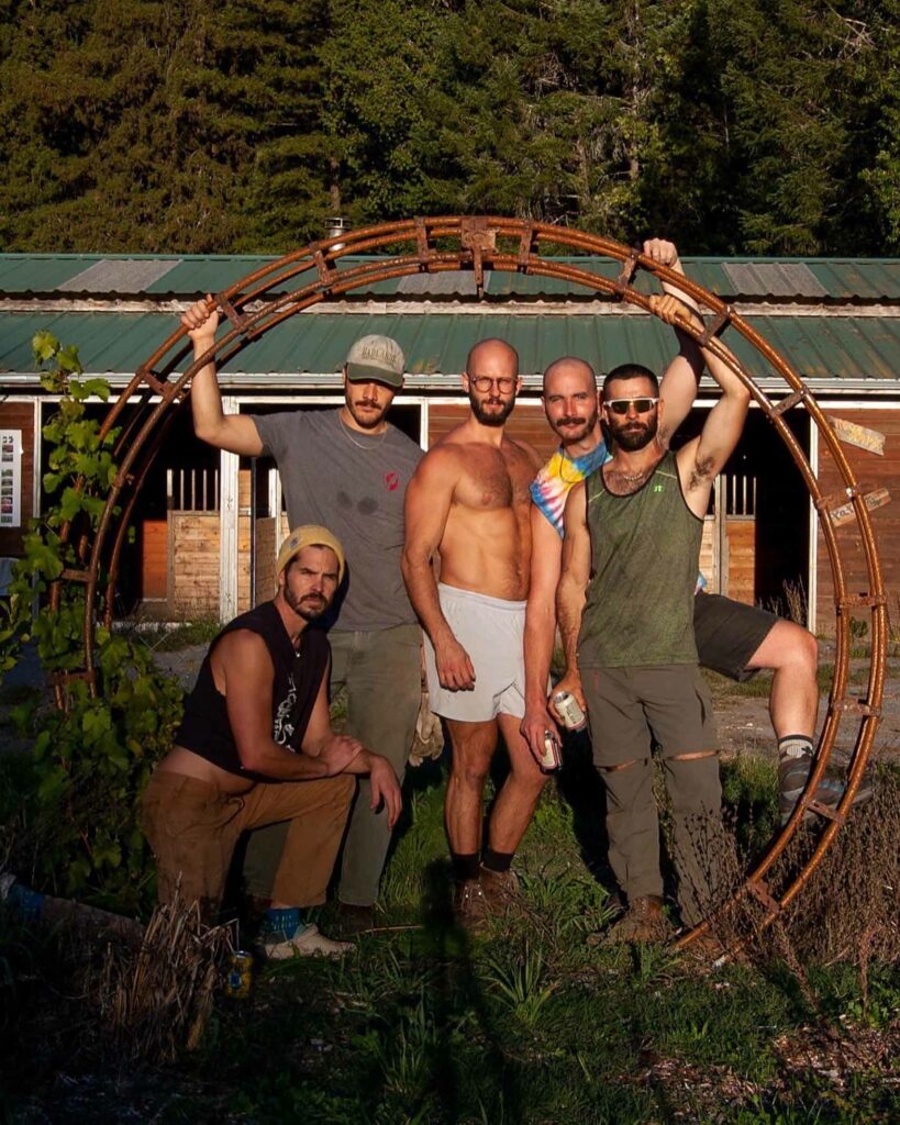 Founders Spencer Scott and Nick Schwantz with others at Solarpunk Farms. Diverse businesses in California.