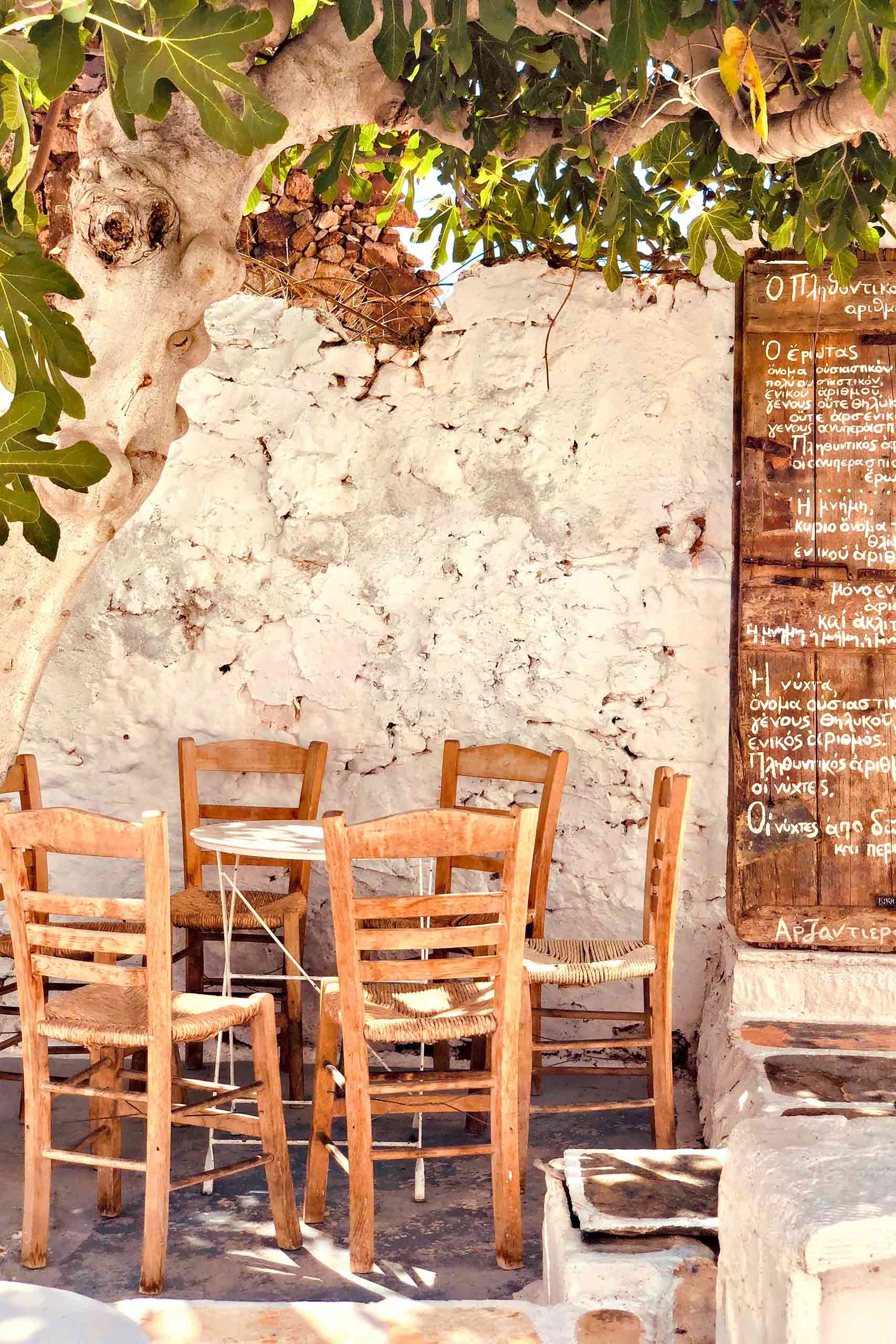 Chairs outside of a traditional tavern.