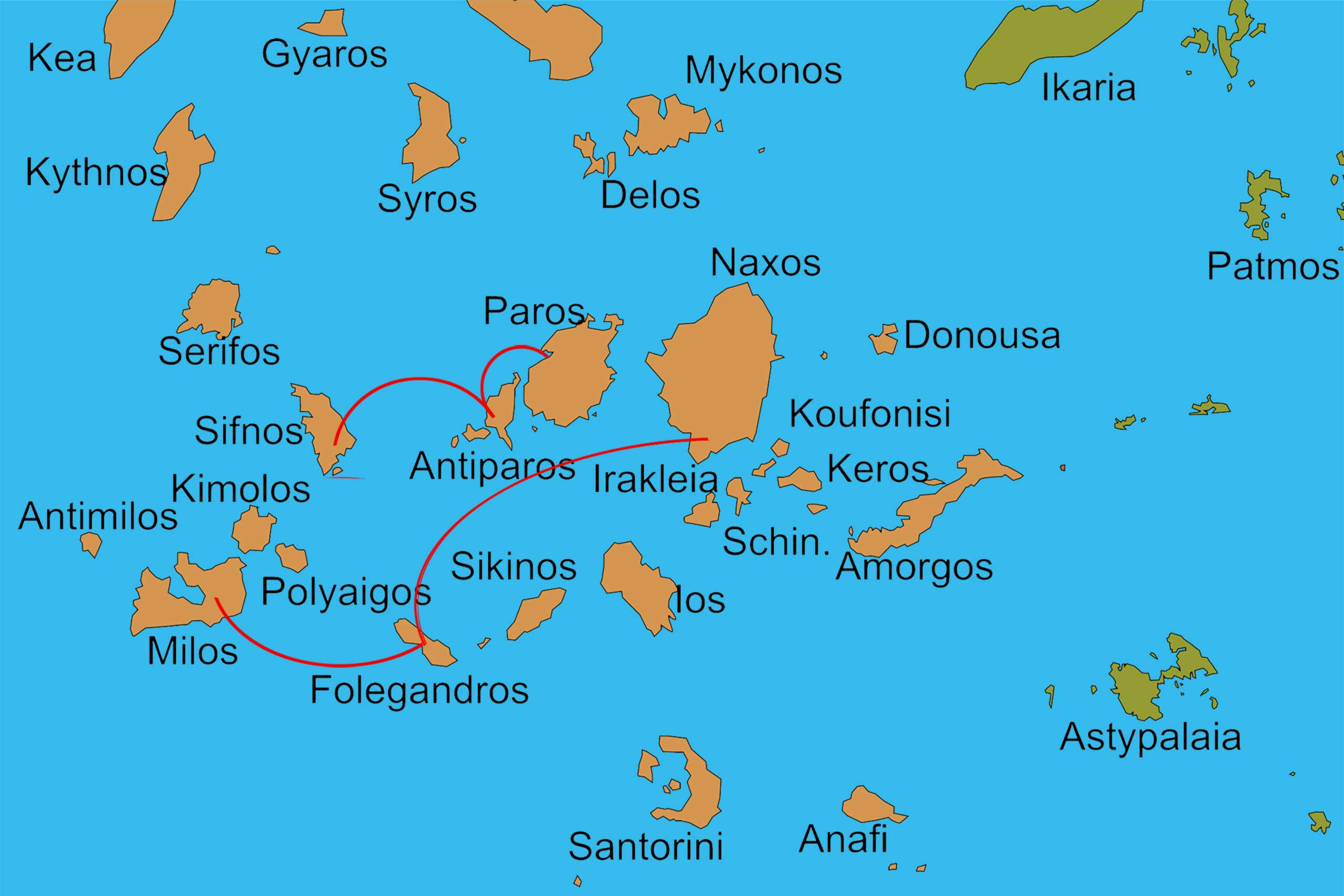 A map of the Cyclades.