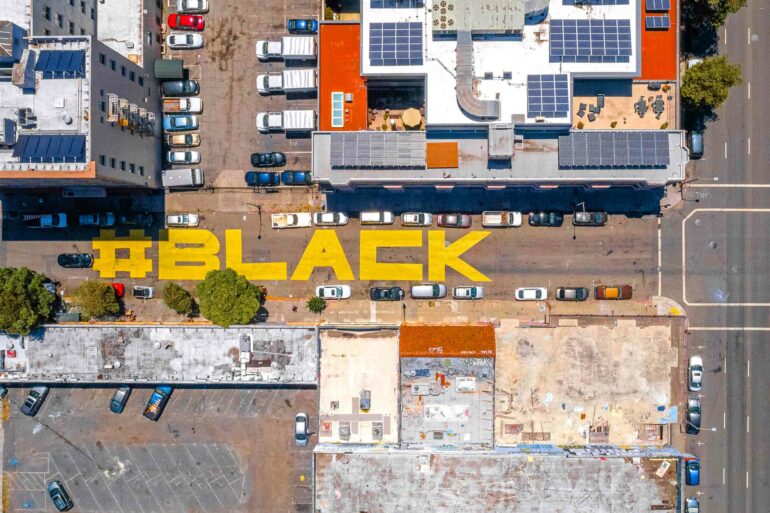 BLM mural in Oakland, California, USA.