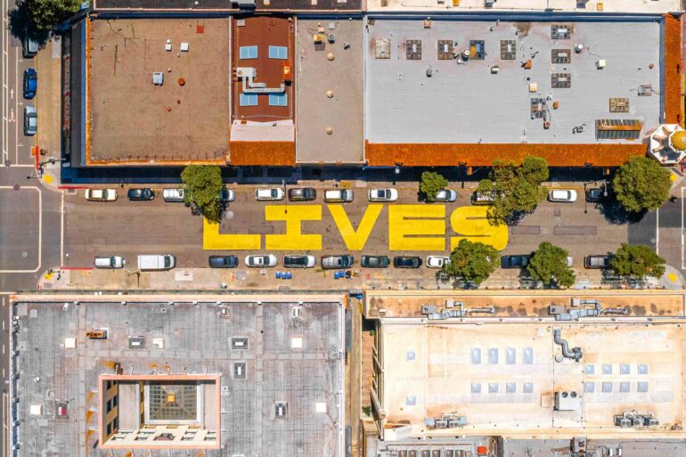 BLM mural in Oakland, California, USA.