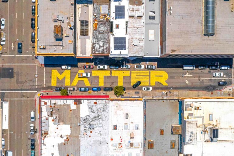 BLM mural in Oakland, California, USA.