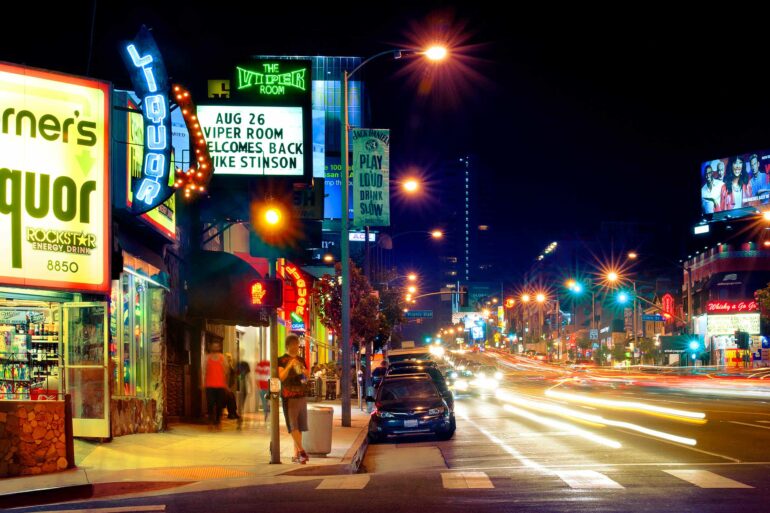 Bustling Sunset Strip, West Hollywood, California, USA