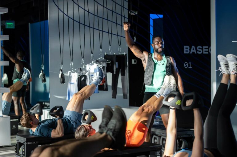 A fitness session at CLMBR, West Hollywood, California, USA