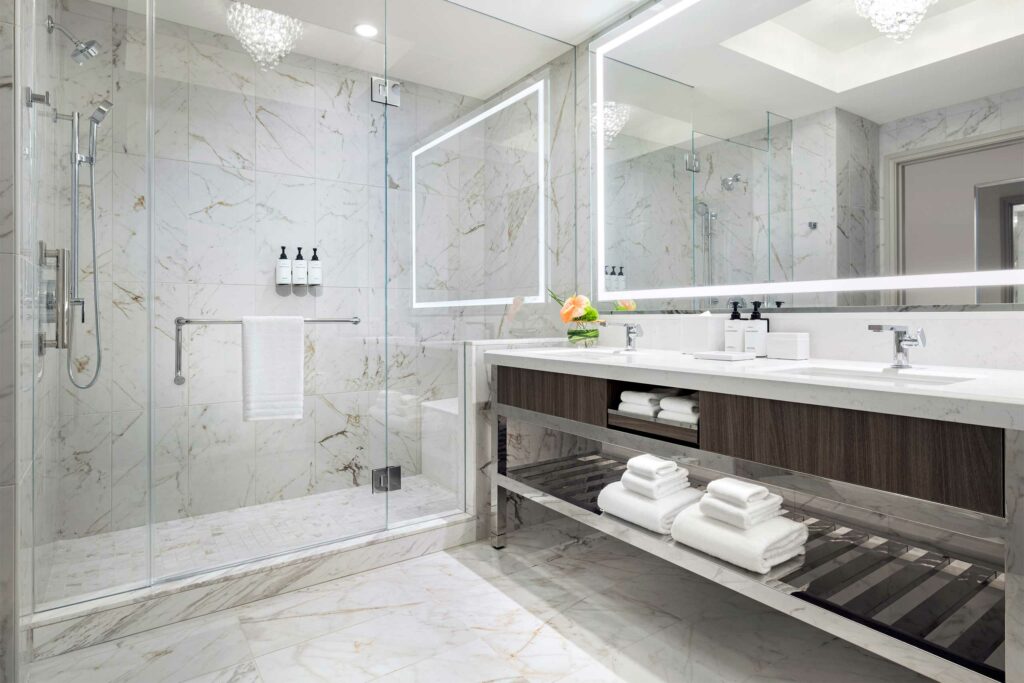 Bathroom at Crockfords Las Vegas, LXR Hotels & Resorts at Resorts World, Las Vegas, Nevada, USA