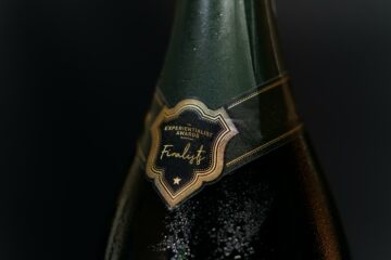 Black champagne bottle