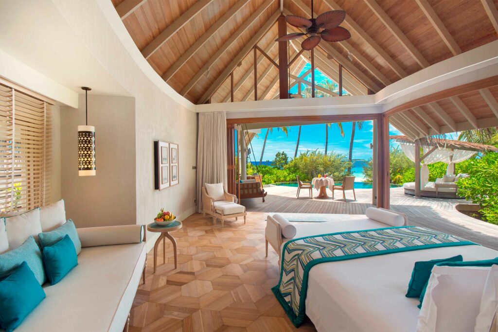 Interiors of a beach villa at Milaidhoo, The Maldives