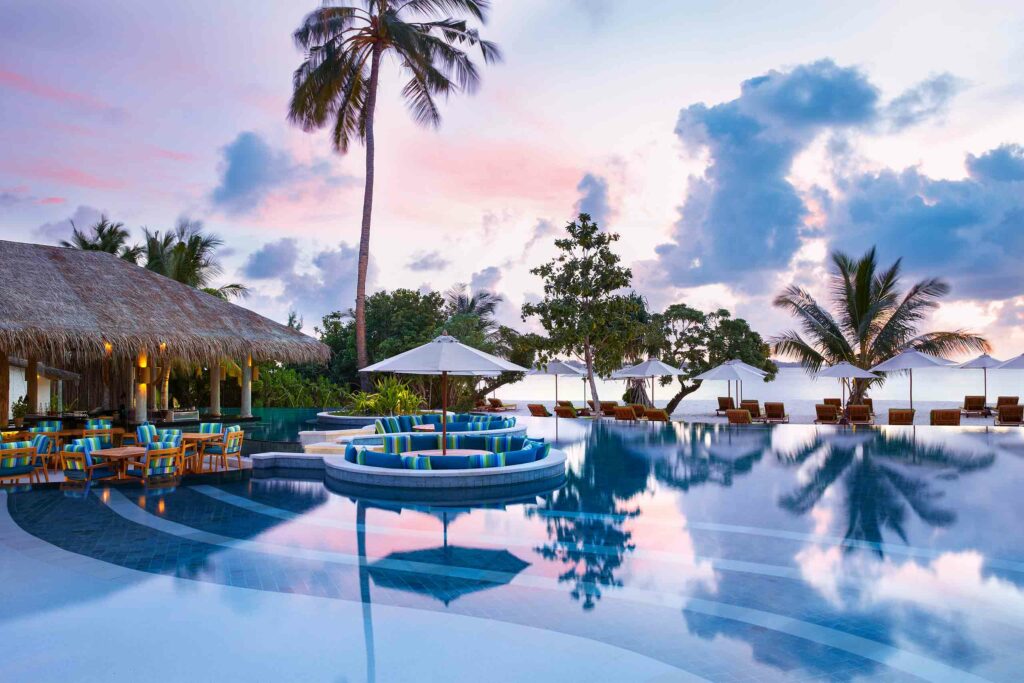 Poolside Sip Sip restaurant at Six Senses Laamu, The Maldives