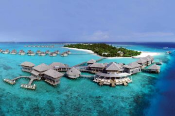 Aerial view of Six Senses Laamu, The Maldives